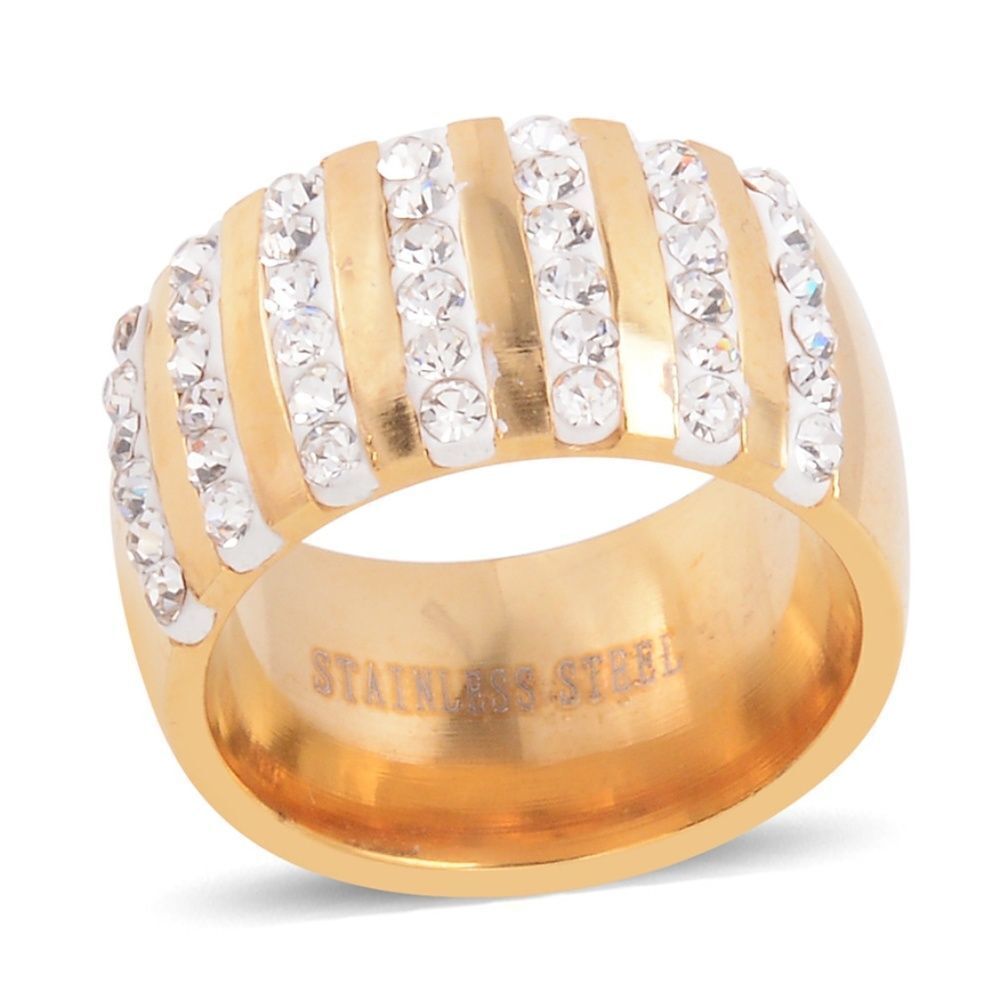 Austrian Crystal Ring ION Plated Yellow Go…